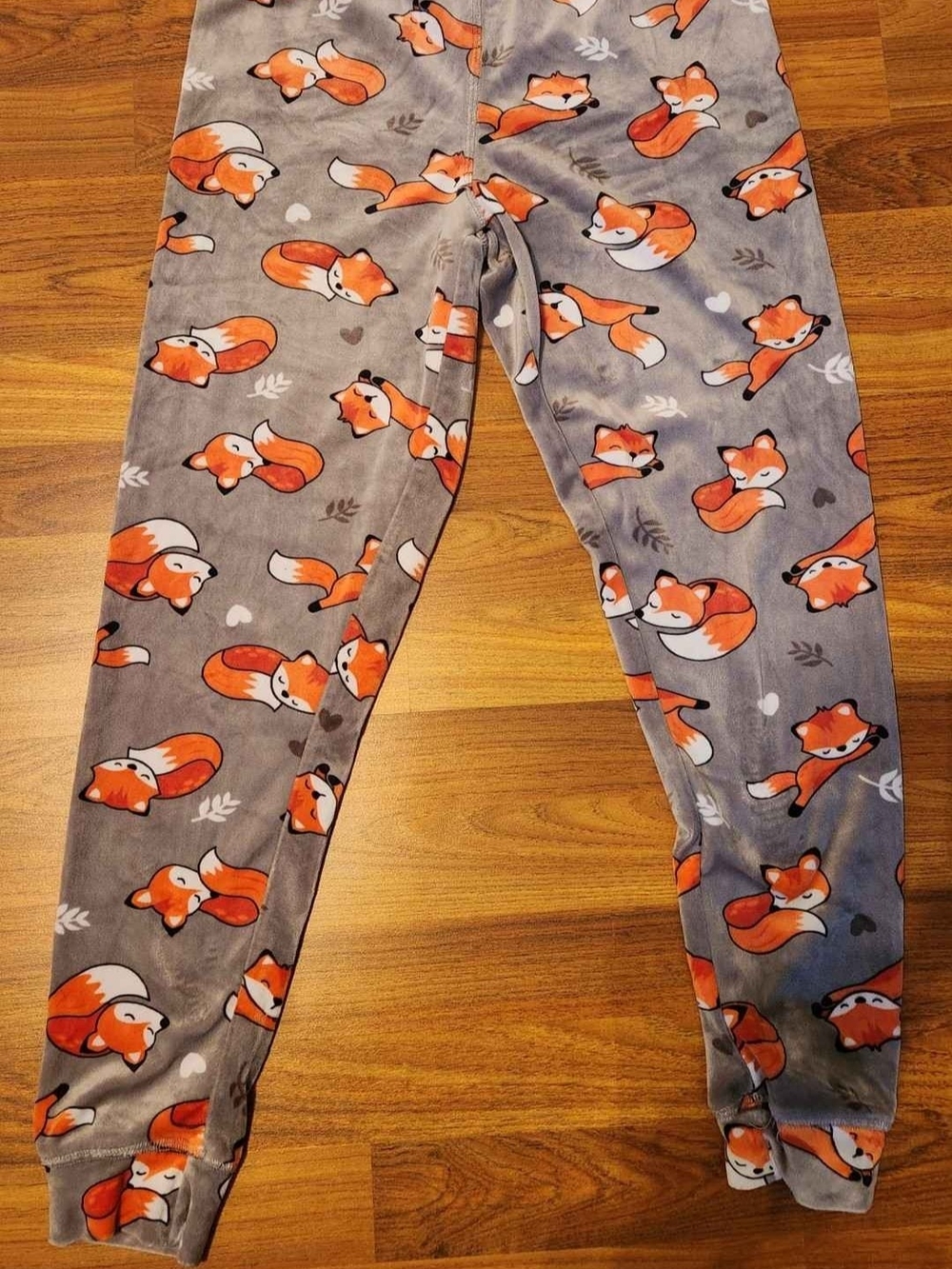 Grey Fox Print Lounge Pants - Orange Fox Pattern